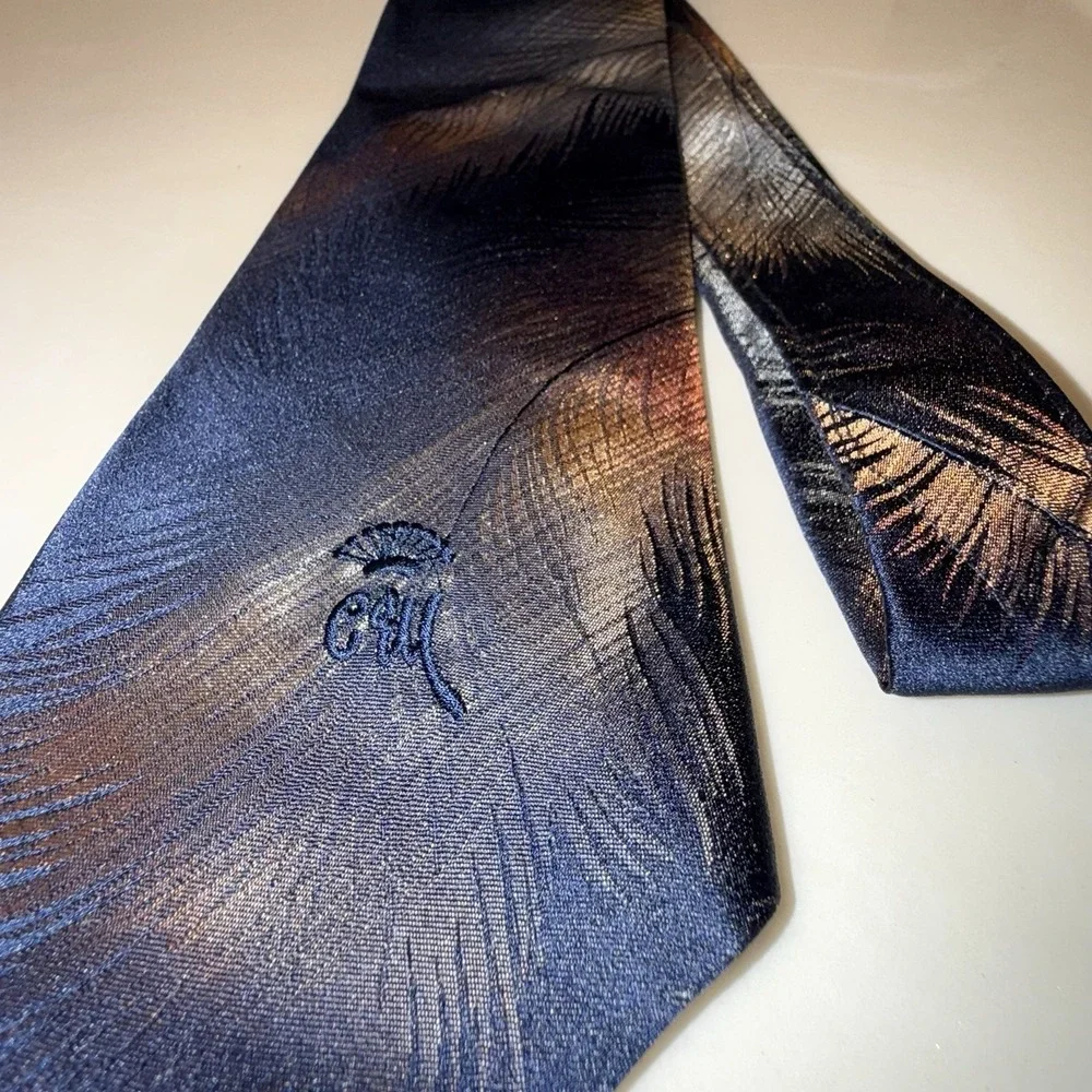 Oak Hill Memphis Countess Wara New York Men's Neck Tie Logo Brown Blue